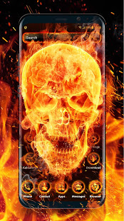 flaming skull launcher theme andwallpaper
